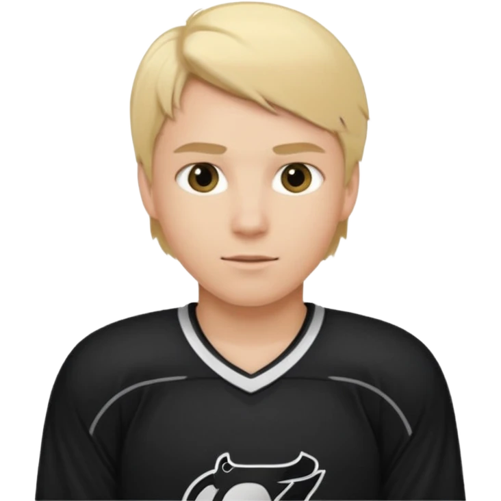 hockey player blonde hair black outfit emoji