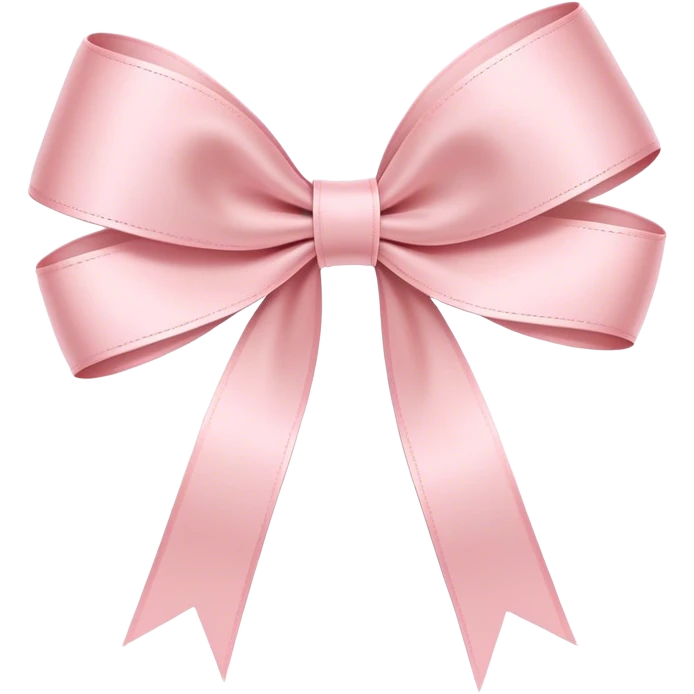 Ultra-thin and long single-loop ribbon bow, light pink, no extra loops, no puffiness, sleek, minimalist, delicate, extremely narrow tails, elegant and refined emoji