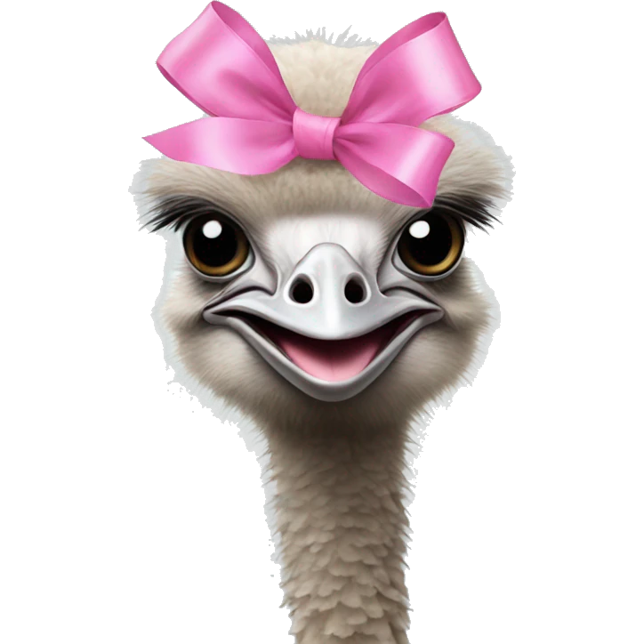 ostrich with pink bow on head emoji