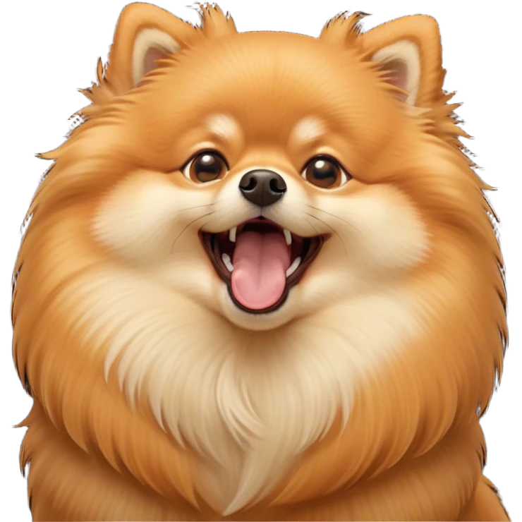 Cinematic Cute Yawning Orange Pomeranian Portrait Emoji, Head tilted slightly with a dramatic, wide-open yawn, showcasing a soft, fluffy orange Fur with a subtle shimmer, floppy ears slightly drooping, round brown eyes barely open in drowsy contentment, Simplified yet irresistibly adorable features, highly detailed, glowing with a soft, cozy glow, high shine, relaxed yet expressive, stylized with a touch of whimsy, bright and endearing, soft glowing outline, capturing the essence of a sleepy yet affectionate companion, so drowsy it feels like it could stretch right out of the screen and curl up for a nap! emoji