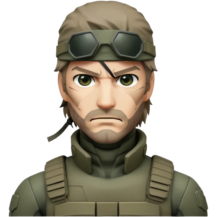 Cinematic Realistic Metal Gear Solid Snake Soldier Portrait, head tilted epicly and inquisitively, showcasing a commanding presence and tactical acumen. His weathered face, intense eyes, and meticulously rendered combat gear in muted earth tones are brought to life with lifelike clarity and dramatic lighting, high shine, epic and awe-inspiring, embodying the covert prowess of a true warrior of the shadows. emoji