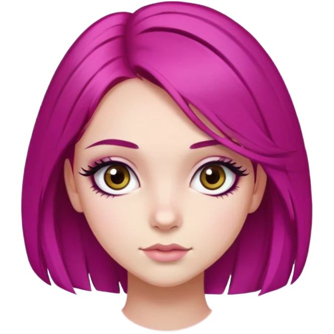 pretty teen girl with long magenta hair and thick long eyelashes dark brown eyes emoji
