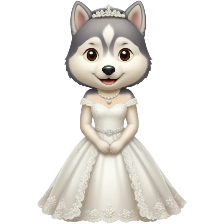 Husky in a wedding dress emoji