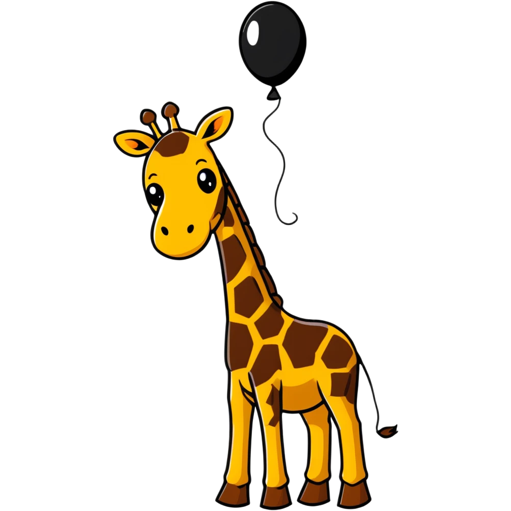 giraffe popping balloon in surprise expression emoji