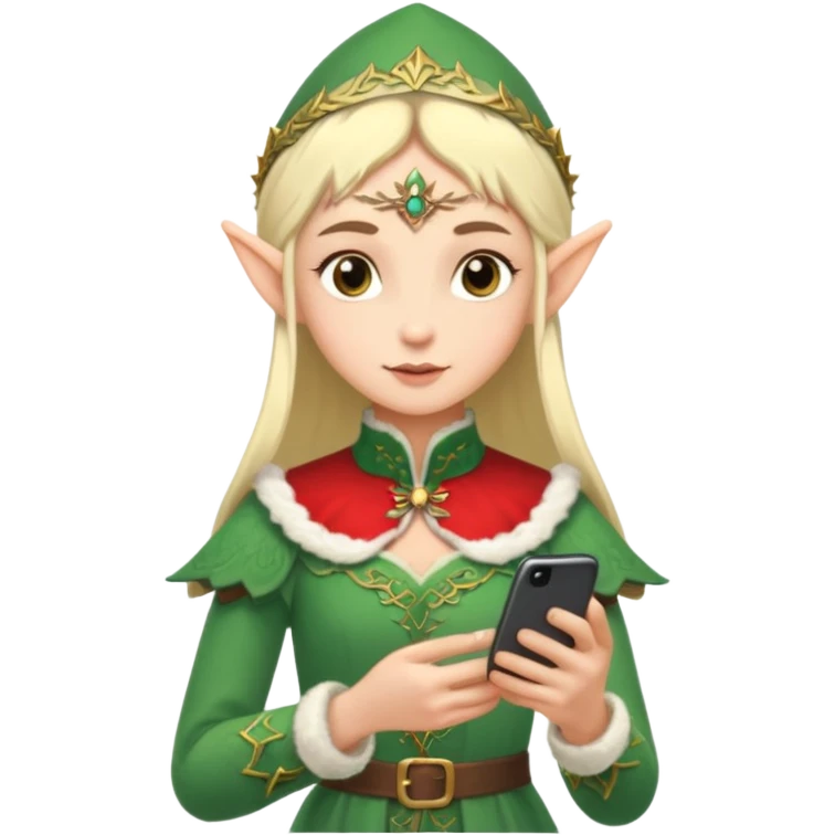 elf with russia custome dress and smartphone emoji