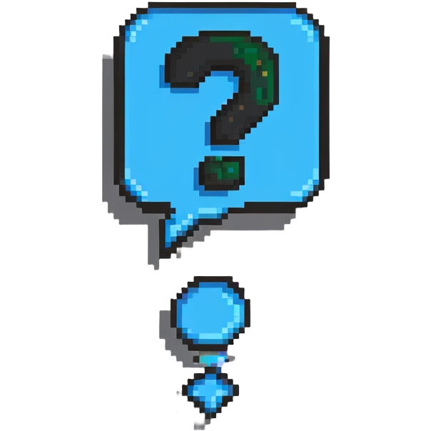pixelated question mark in speech bubble emoji