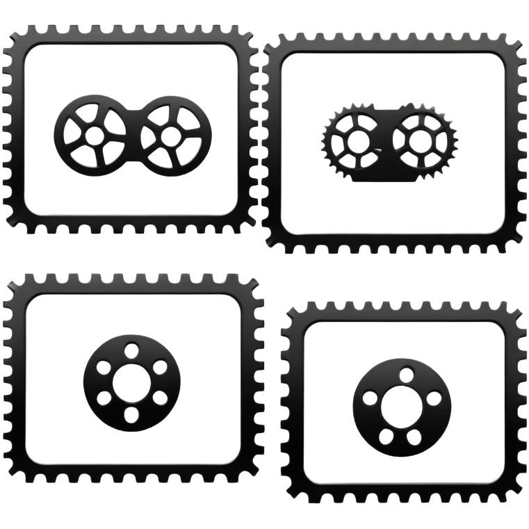 Minimalist film strip with empty frames and sprocket holes along both sides, black and white, iOS emoji style emoji