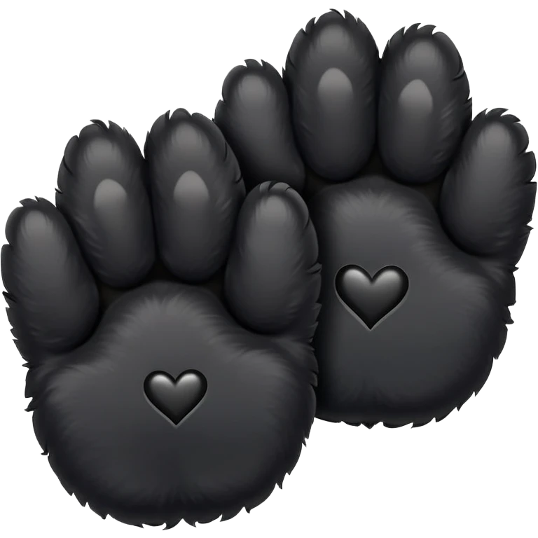 two black puppy paws with a black heart around them emoji