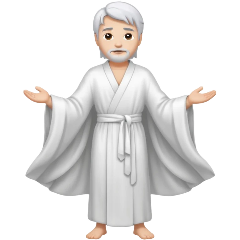 fullbody silverhair god, white robe emoji