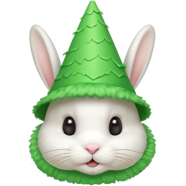 Rabbit in Green Party Hat – white bunny with cone party hat  emoji
