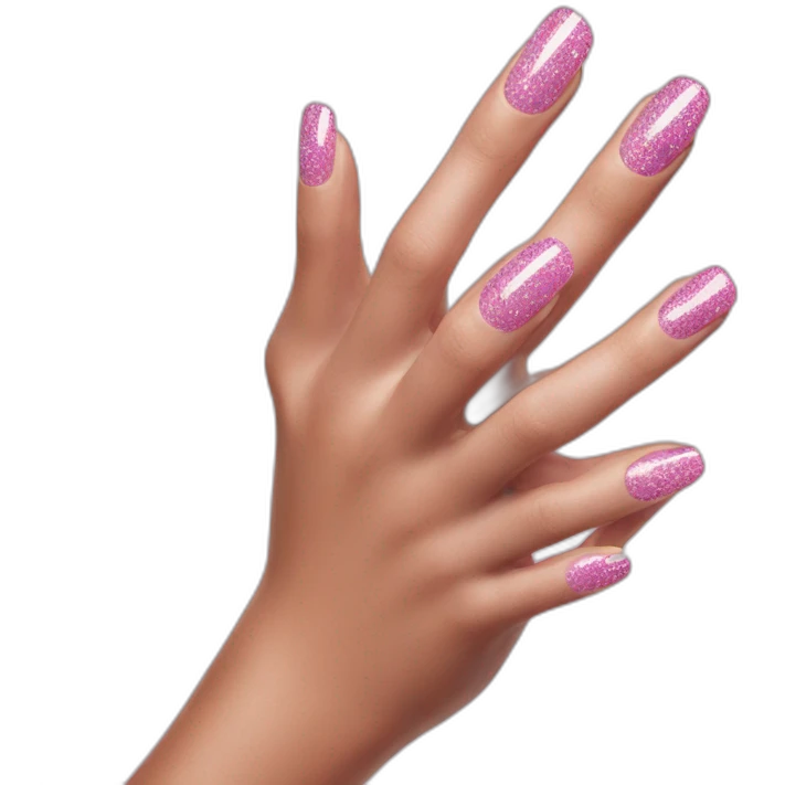 hand with pink glitter nails emoji