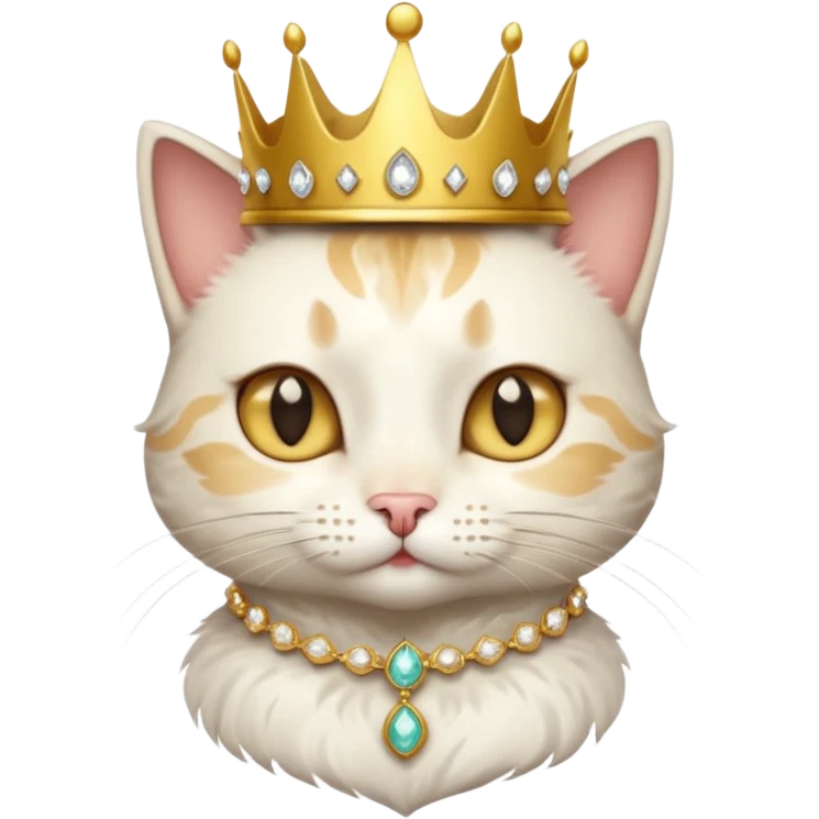 Cat with tiny gold jeweled crown — cute and smug emoji