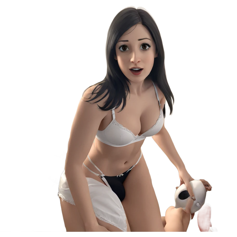 girl in white lingerie with clock emoji