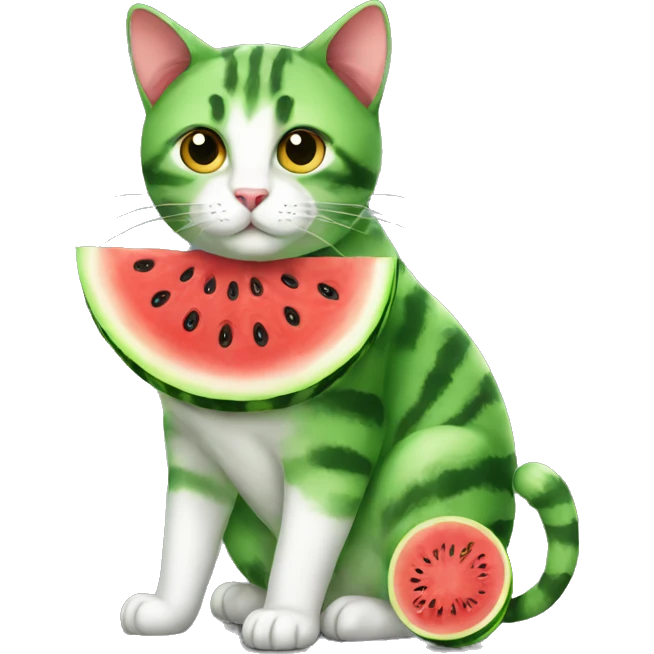 Watermelon summer cat emoji