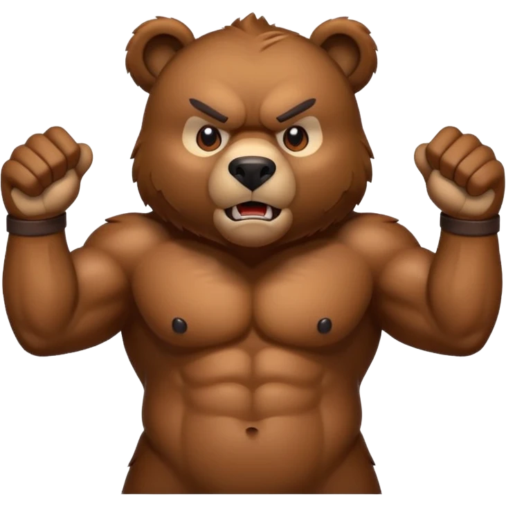 angry bear with paws up, frowning emoji