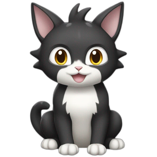 Sitting-Black-and-White-face-cat-dragon-type-pokemon emoji