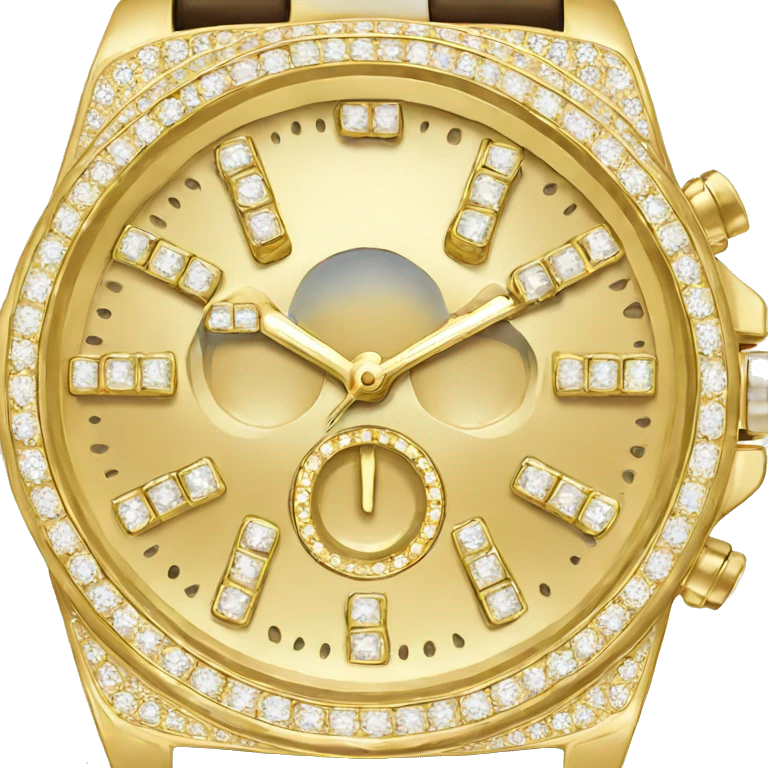 Gold watch with diamonds emoji