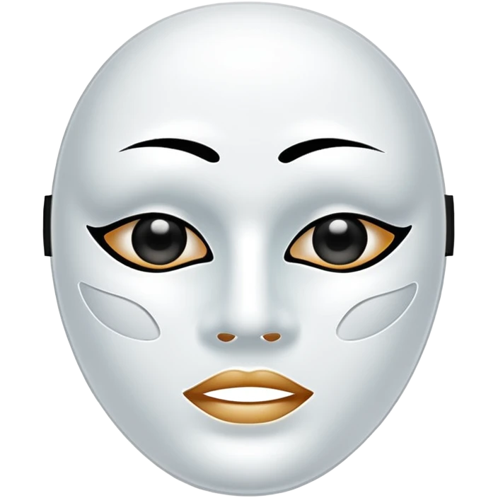 a sheet of white mask pack for face skincare beauty, transpalent holes on eyes and mouth, no real eyes and mouth emoji