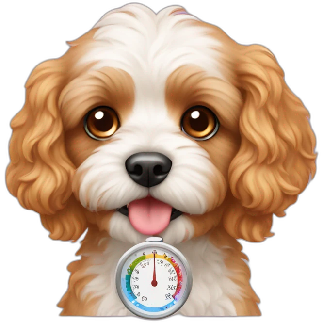 cavoodle with thermometer emoji