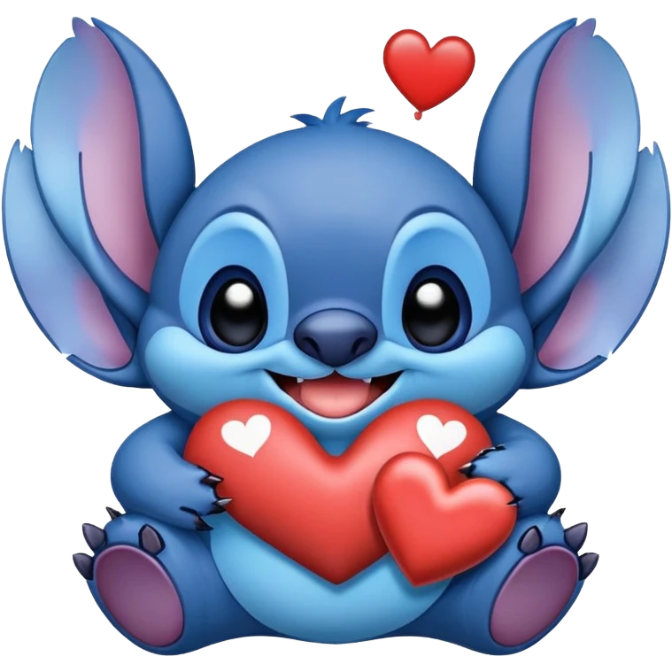 Stich con un corazón diciendo hola bombón emoji