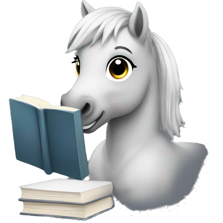pony with a grey book emoji