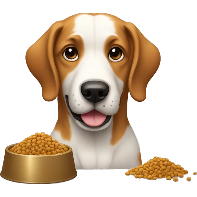 dog with kibble in front of him emoji