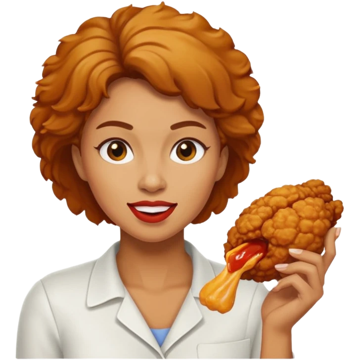 woman eating chicken emoji
