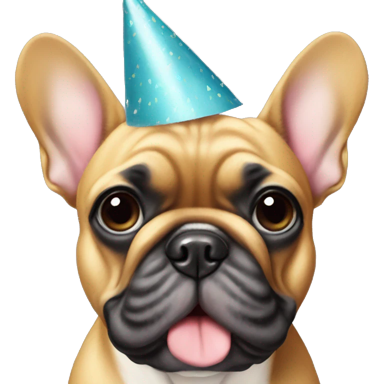 Frenchie with a party hat emoji