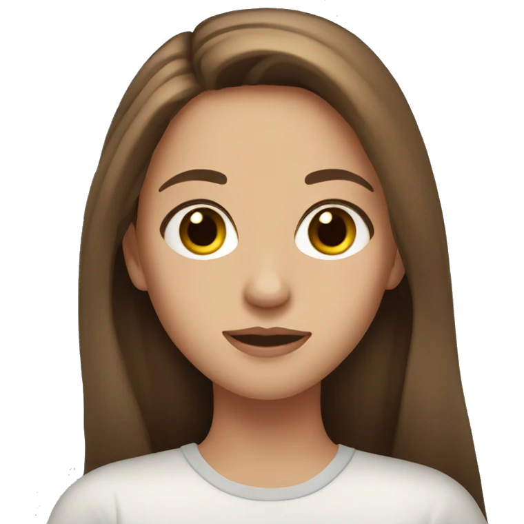 Girl with long brown hair and hazel eyes  emoji
