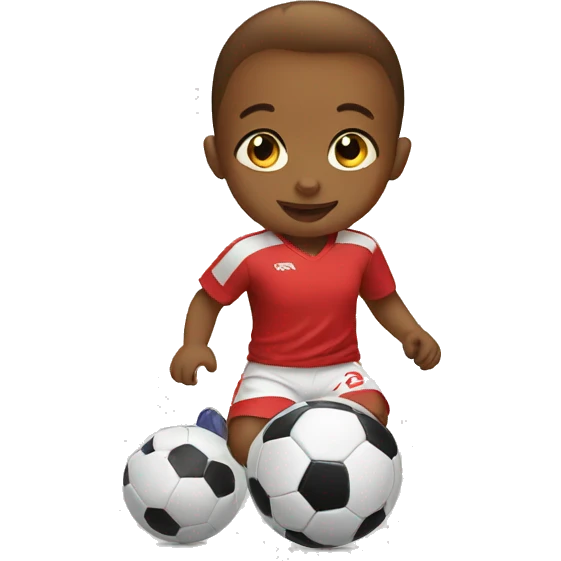 Baby plays soccer emoji