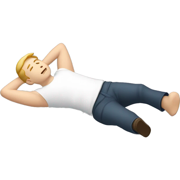 A white male laid on his back doing the laid down, constructive rest Alexander technique. It should consist of him laying on the floor with his legs in position and arms by his side.  emoji
