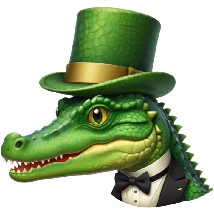 Crocodile wearing a top hat and monocle emoji