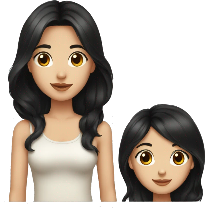Brunette girl and boyfriend with black hair emoji