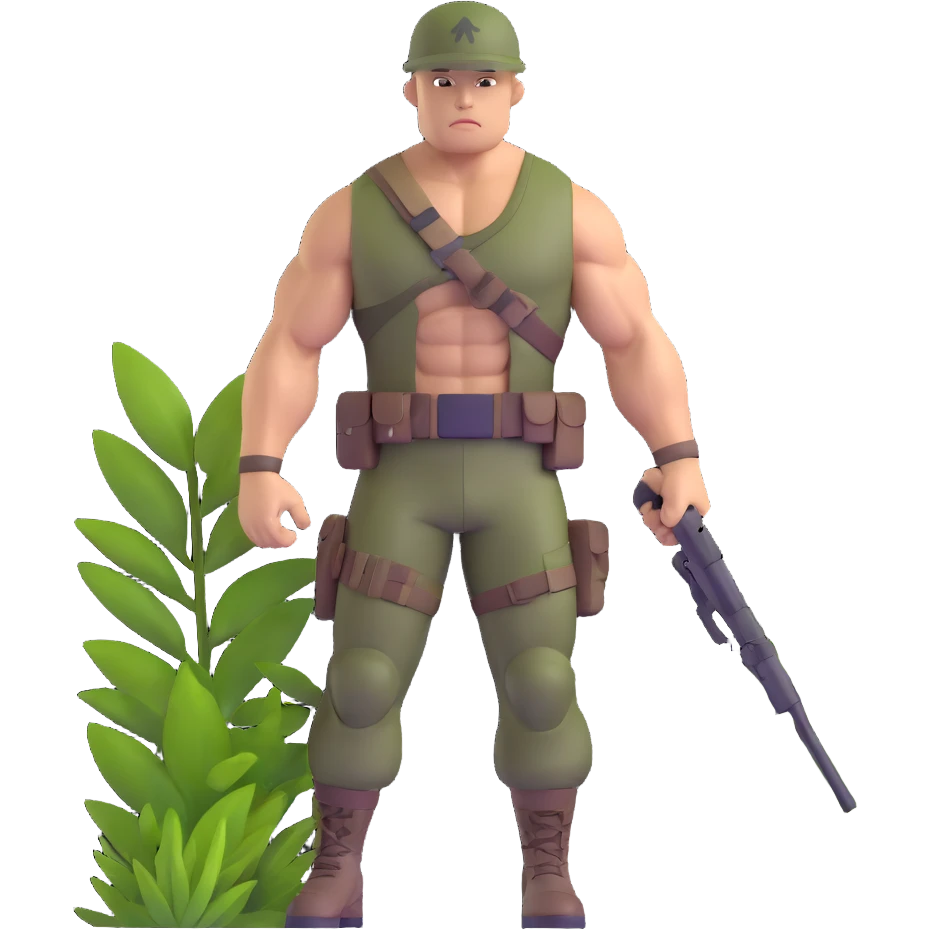 Carl Weathers as Dillon from Predator movie, muscular man in jungle combat gear emoji