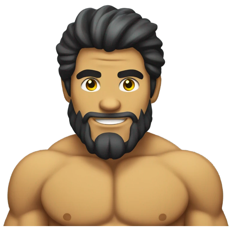 Tan muscular merman with yellow tail and dark hair emoji