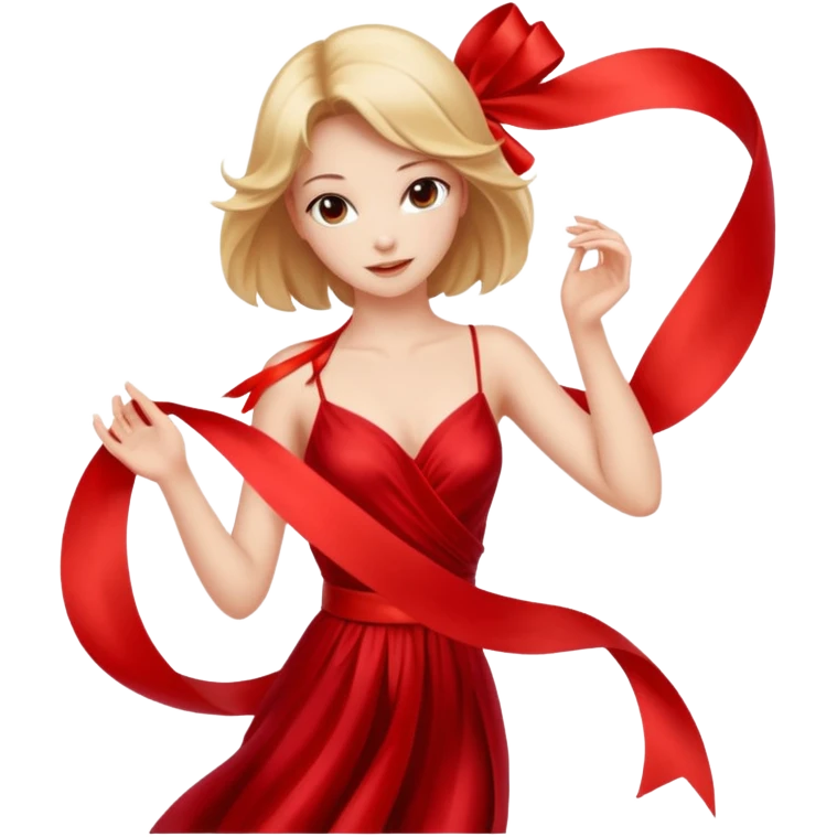 graceful female figure in motion with a ribbon emoji
