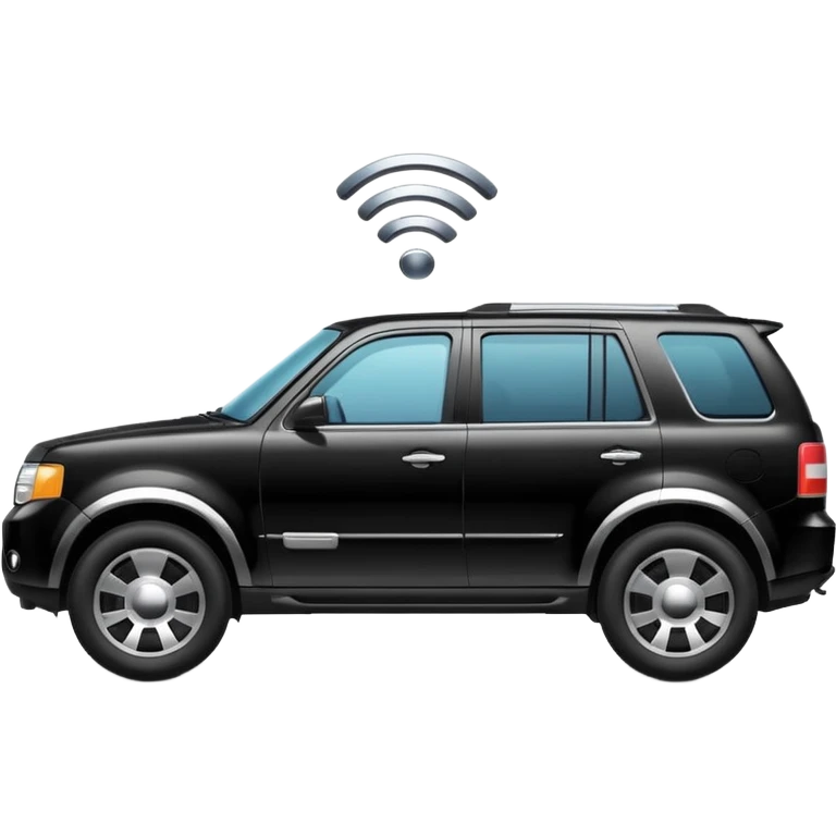 Side view of a black SUV car with the WIFI icon emoji