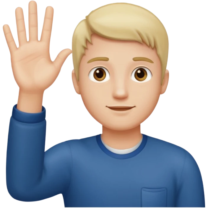 A guy with his left hand higher right lower left hand with a 6 on it right with a 7 emoji