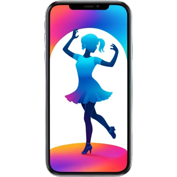 smartphone with a dancing silhouette inside emoji