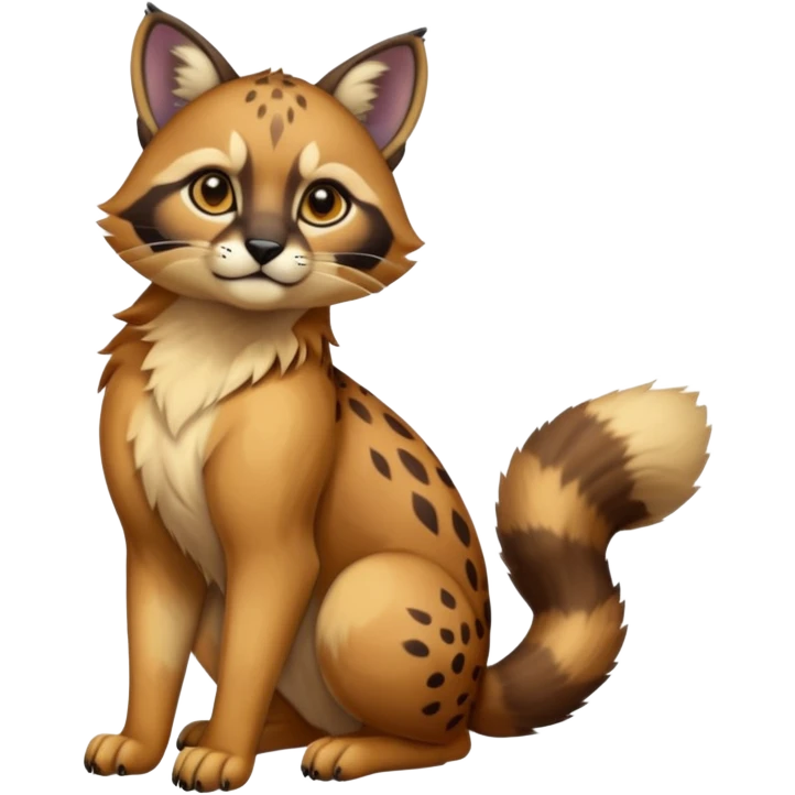 exotic shiny sparkly colorful cool realistic cute beautiful dark gloomy ghostly spooky greyish blackish green cyan toned colored fantasy-Cacomistle-tanuki-oncilla-caracal-bobcat-cheetah-animal-hybrid (full body) emoji