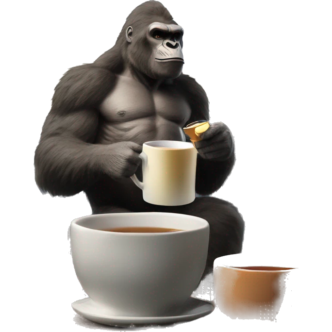 king kong drinking tea  on top of empire state building emoji