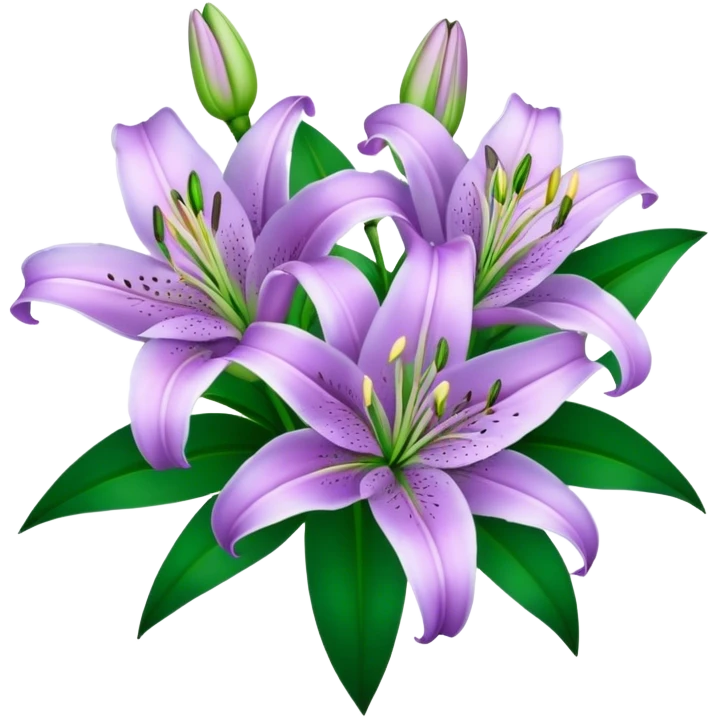bouquet Light Purple Lily, luxuriant, leaf, bud emoji