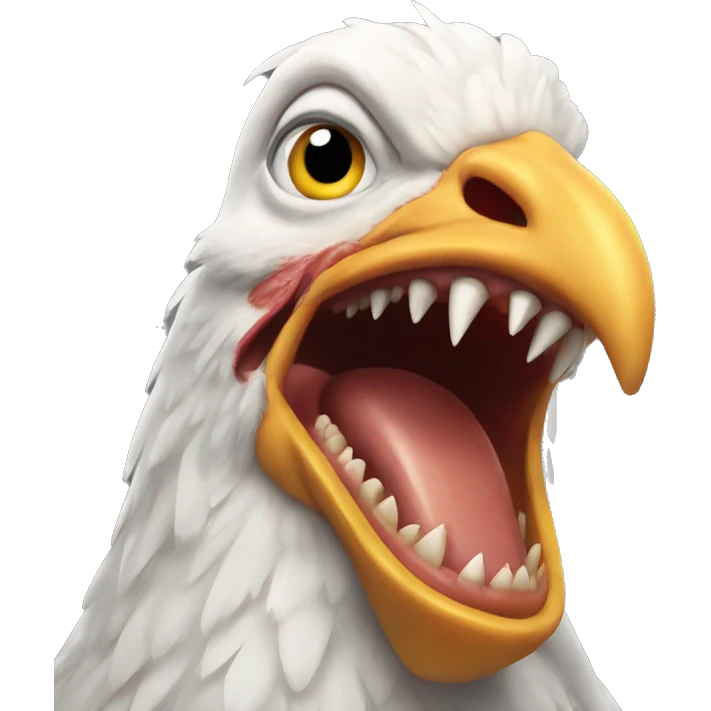 chicken with sharp shark teeth very scary emoji