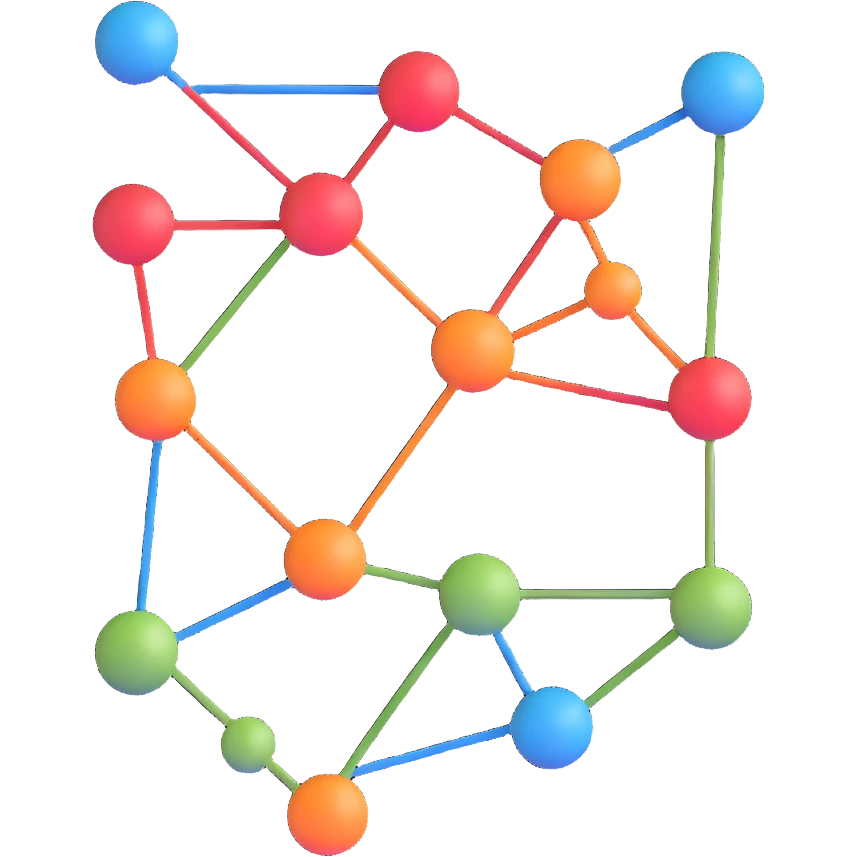 interconnected network diagram with arrows and nodes emoji