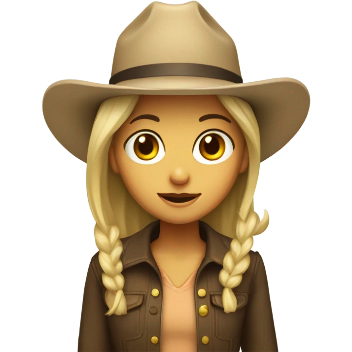 girl with beige cowboy hat, default yellow skin emoji