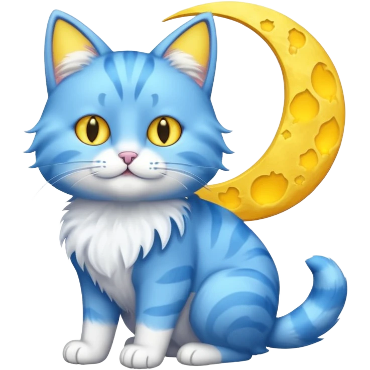 Blue cat holding a moon in it’s paws 🌙🐱 emoji