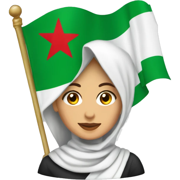 Une femme voilée tenant un drapeau d’Algérie  emoji