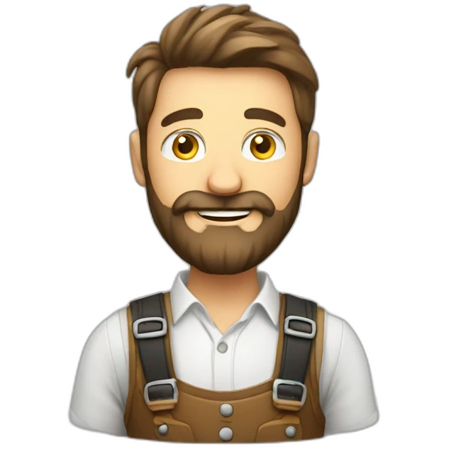 man with beard and lederhosen and laptop emoji
