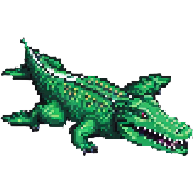 crocodile with an airplane body, pixel art style emoji
