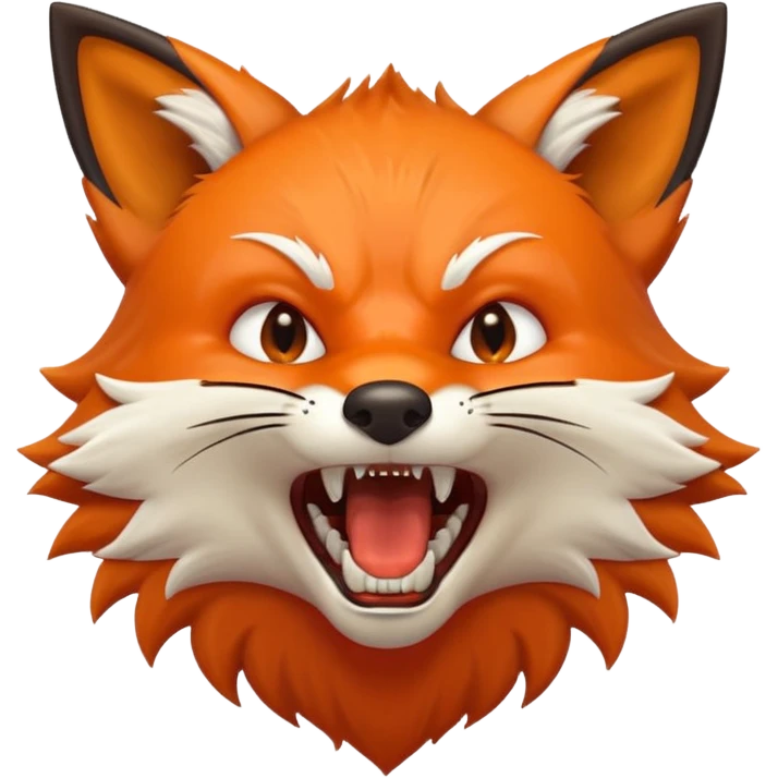Angry Fox mouth open, scary teeth, side view emoji